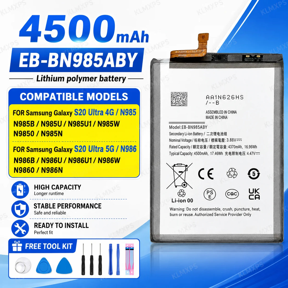 Quality Battery For Samsung S21 Ultra S21 Plus S20 FE A51 A70 A41 Note 20 Ultra A02S Phone Bateria Replacement