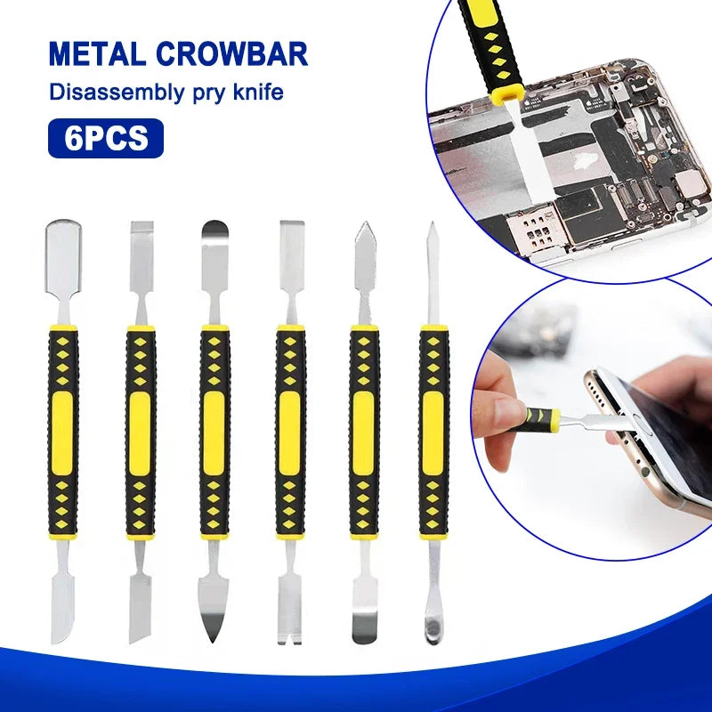 6PCS Metal Crowbar with Two Ends Universal Mobile Phone Digi