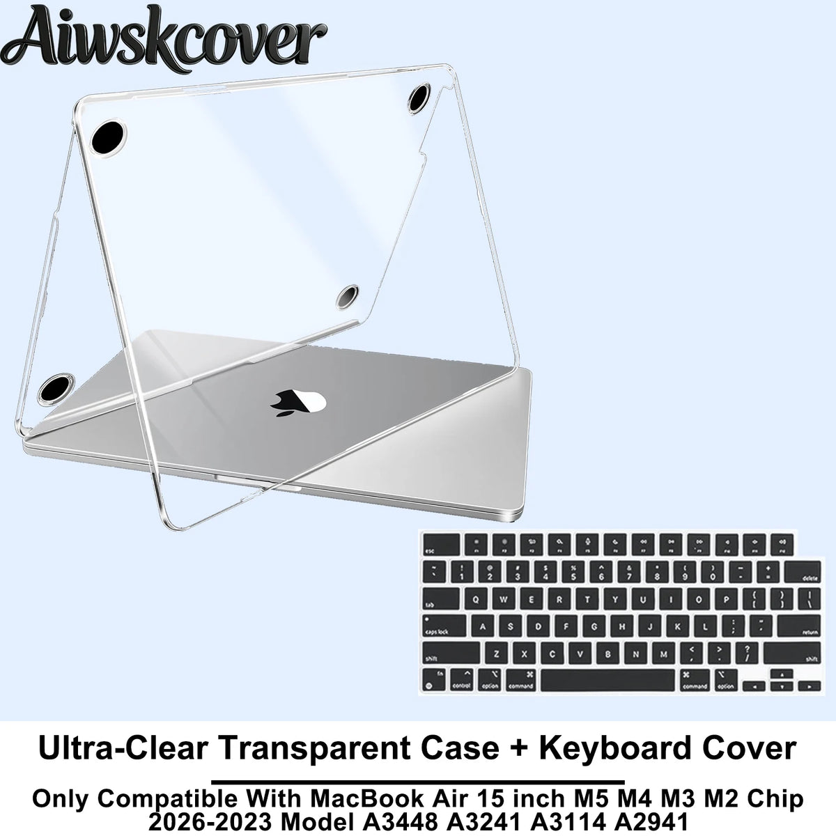 For MacBook Air 15 inch Case M5 M4 M3 M2 2026 2025-2023 Hard Shell Laptop Cover With Keyboard CoverModel A3448 A3241 A3114 A2941