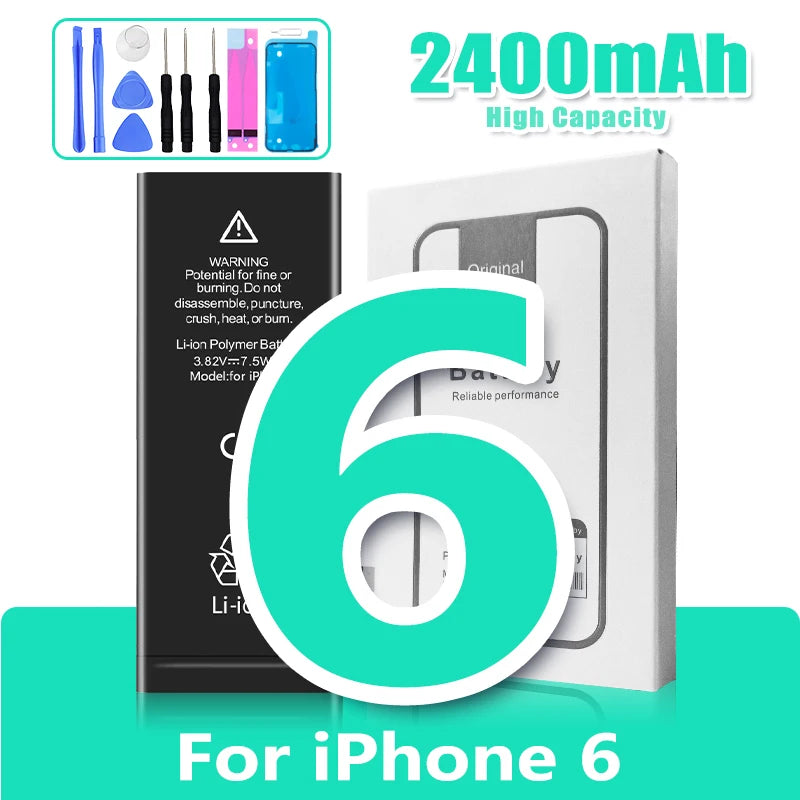 Battery for iPhone 6S 6 Plus 7 8 X XR XS Max 11 11 Pro Mobile Phone Replacement Cell High Capacity with Free Tools Set DIY