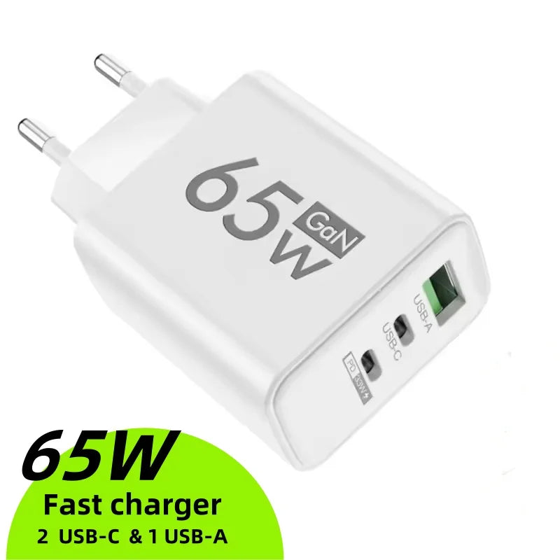 GAN Fast Charging 65W USB European Plug QC3.0 EU KR PD Fast 