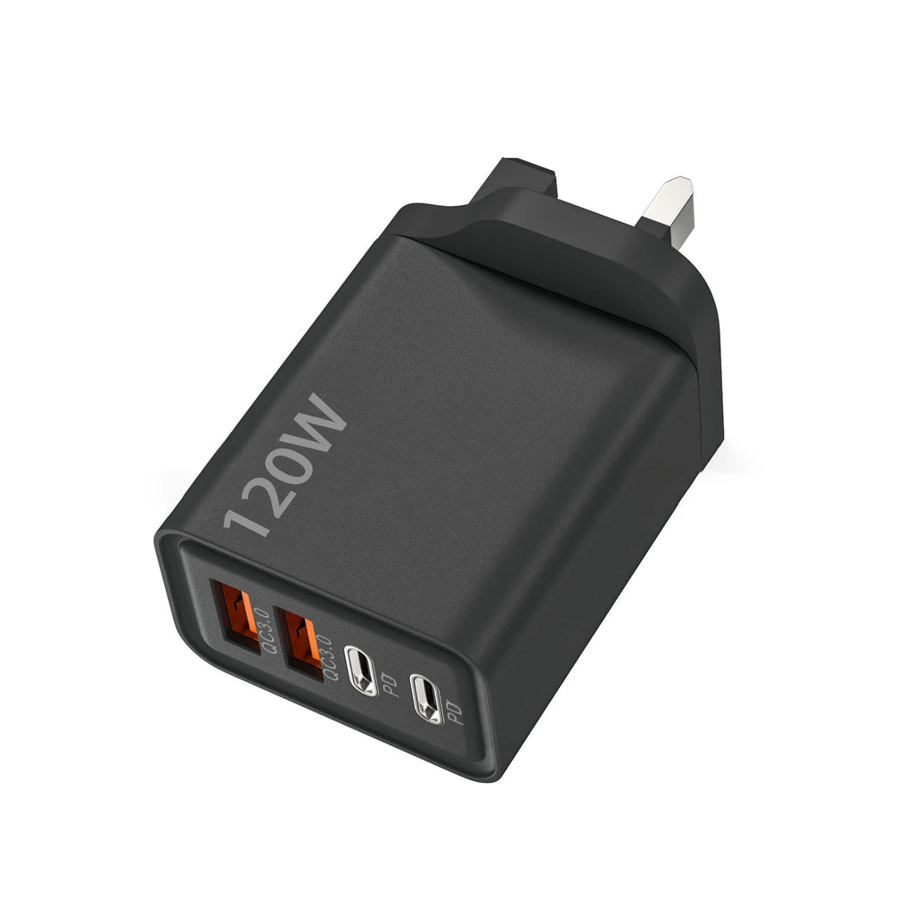 Total 120W Fast Charger USB Type C Cable Fast Charging Phone Power Adapter For iPhone Xiaomi Samsung Quick Charge Wall Charger
