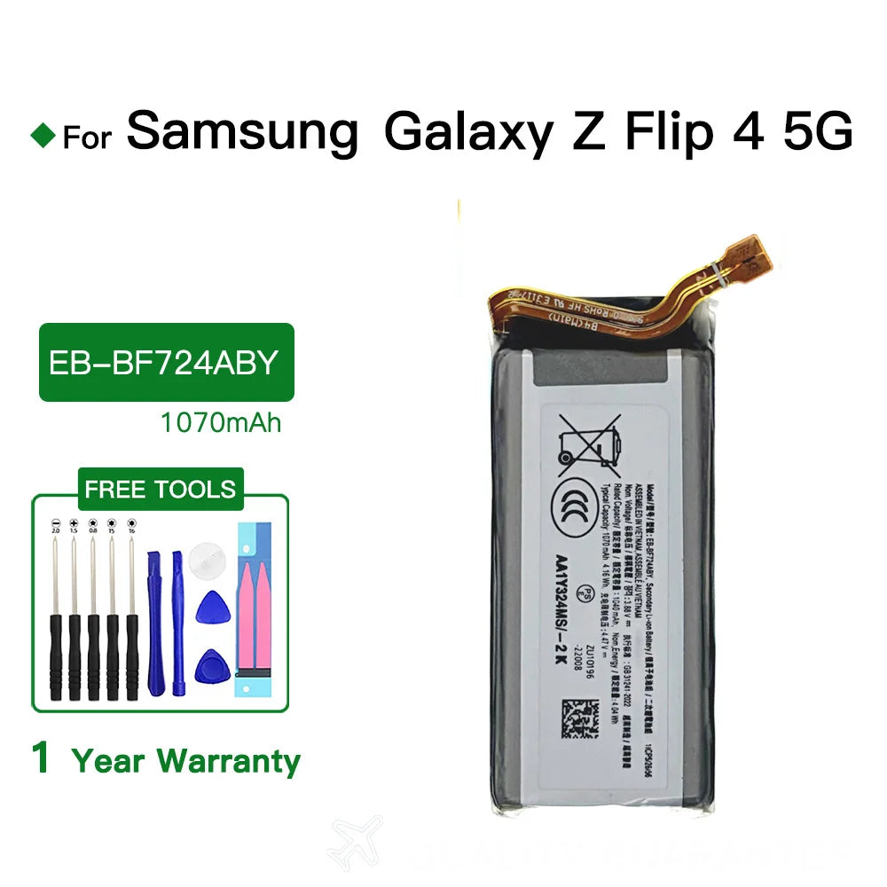 Genuine EB-BF724ABY EB-BF725ABY Phone Battery For Samsung Galaxy Z Flip 4 5G F723 F724 SM-F7210 Mobile Replac Battery+Free Kits