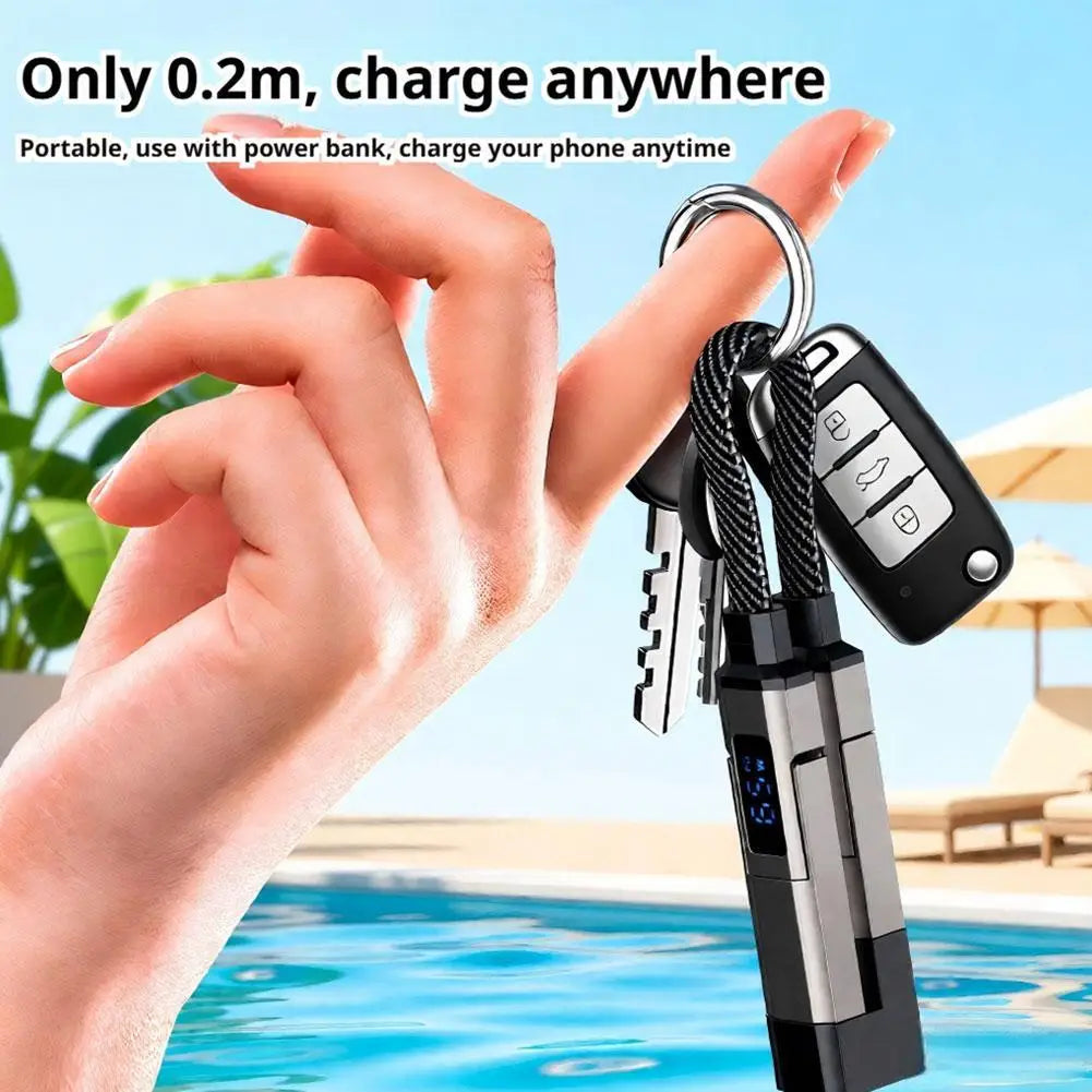 4-in-1 Keychain USB C Cable with V/A/W Display 65W Fast Char