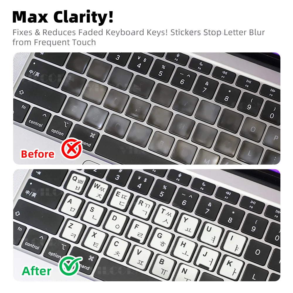 3PCS White Korean Keyboard Stickers Letters Replacement Stic