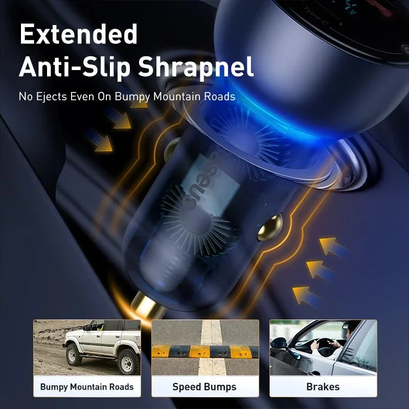 Baseus 65W PD Car Charger QC 4.0 QC 3.0 LED Display Type-C F