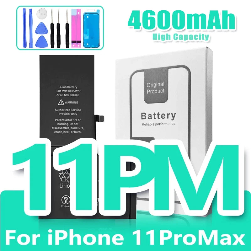 0 Cycle Replacement Battery for iPhone 11 12 13 14 Pro Max Mini High Capacity Phone for Apple iPhone with Free Repair Tools Set