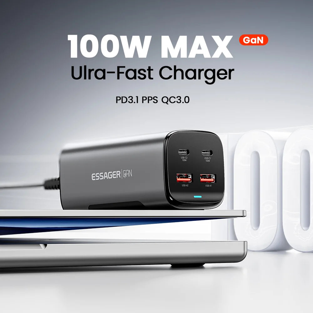 Essager 100W GaN Charger Desktop Laptop Fast Charger 65W 4 i
