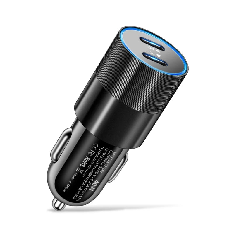 PD Car Charger Adapter 40W Fast Charging Type C USB PD Quick Charger in Car Mobile Phone for iPhone16 Pro Max Xiaomi 15 Huawei