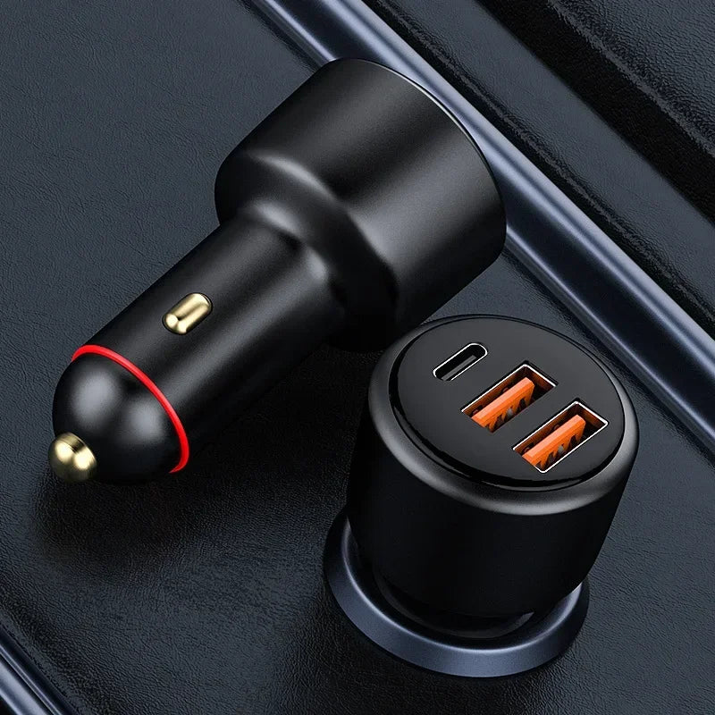 200W USB PD Car Charger 3port Super Fast Charger2.0 100W 65W