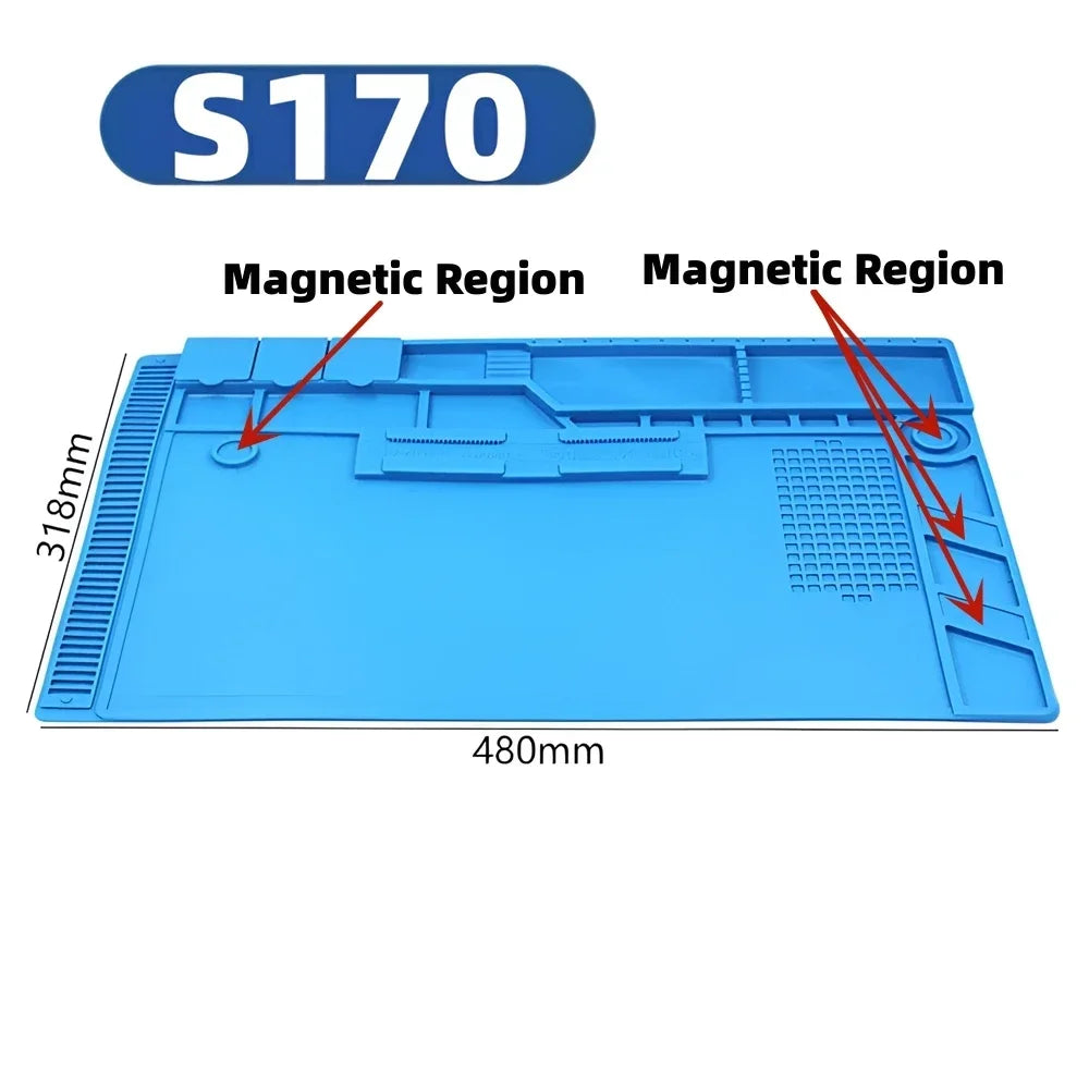 Magnetic Mat Silicone Repair Mat Circuit Board Soldering Pad Heat Resistant 932 F Anti-Static for ESD Iron Phone Repair