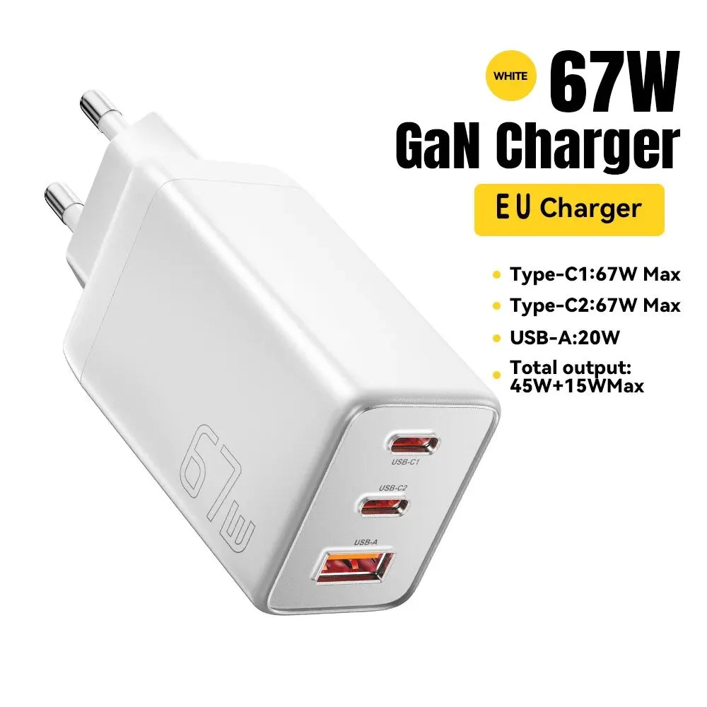 Essager 67W GaN USB Type C Charger For Laptop 45W 25W PD QC 3.0 Fast Charge For Macbook Xiaomi Samsung Iphone14 13 Phone Chagers