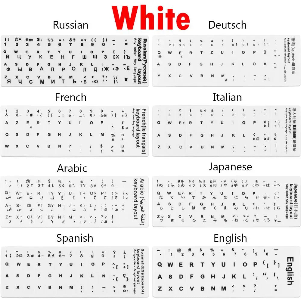 DIY Multi-language Keyboard Stickers Spanish/English/Russian