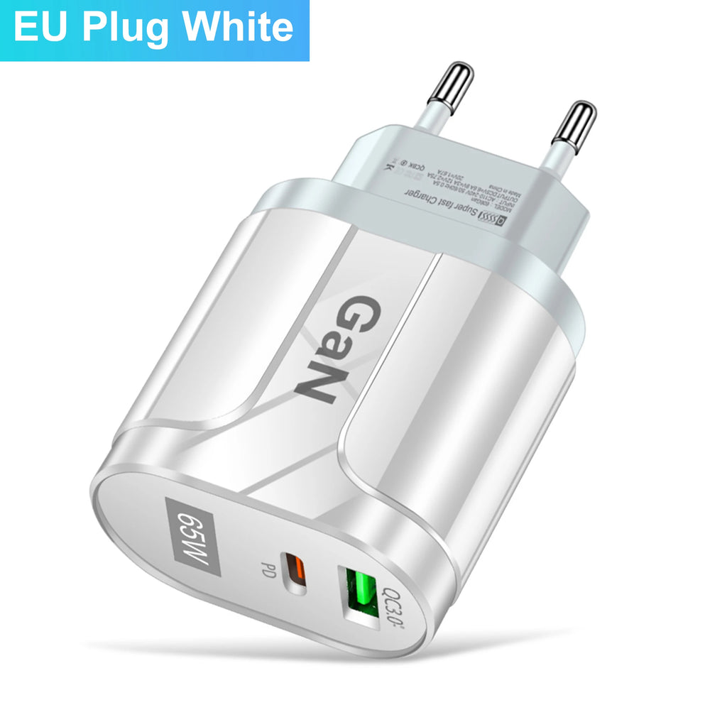 GaN 65W PD USB Type C Charger Mobile Phone Quick Charge Type