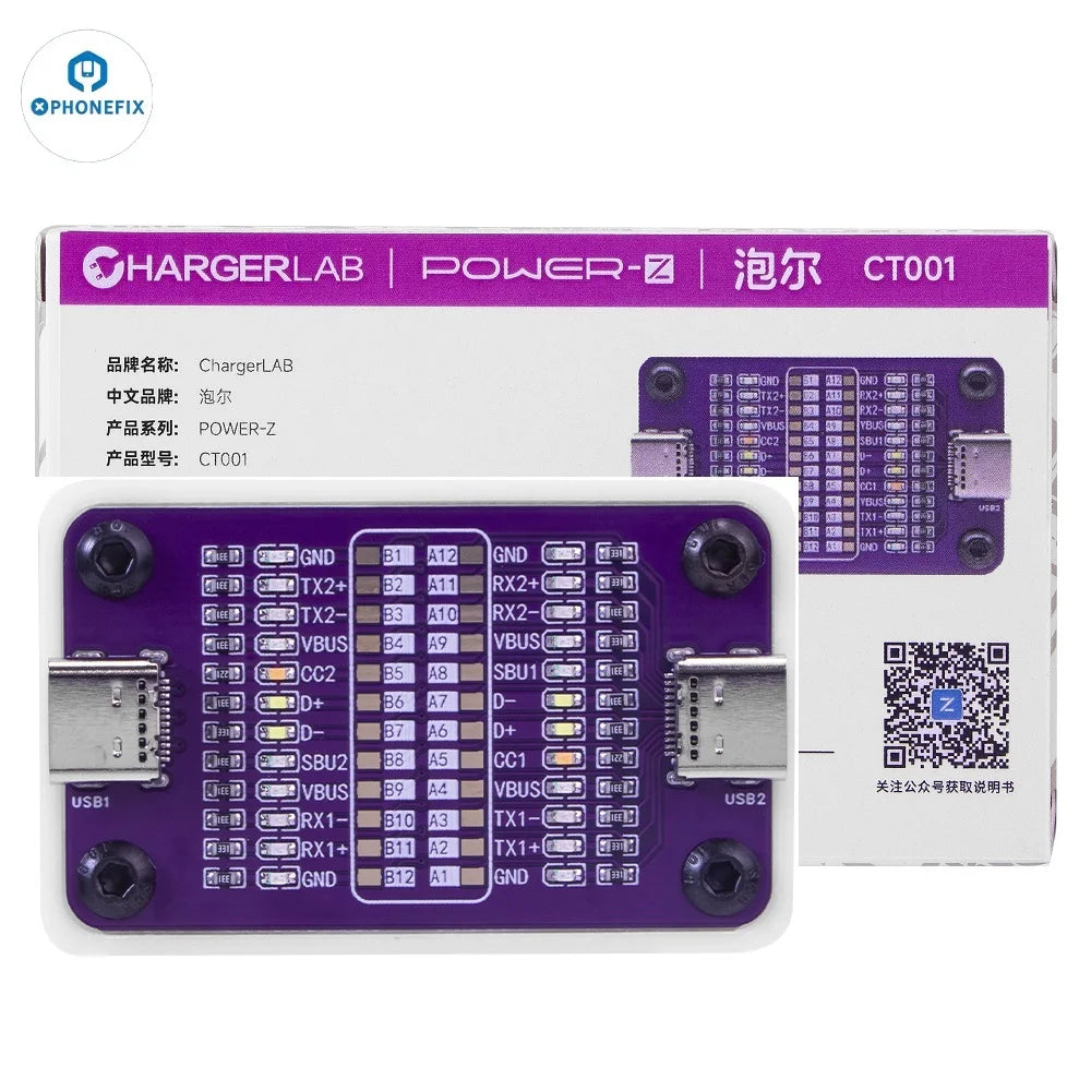 Power-Z CT001 Tester Fast Charging Cable Detection Board Dua