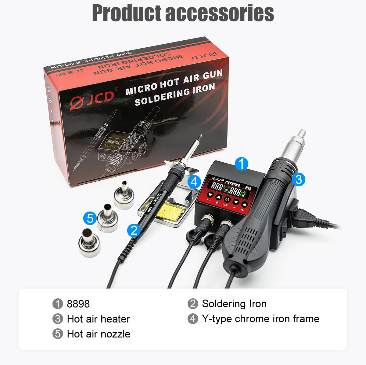 JCD 8898Pro 2 in 1 Soldering Station LCD Digital Display Welding Rework Station Wall-mounted Phone BGA SMD PCB IC Repair Tools