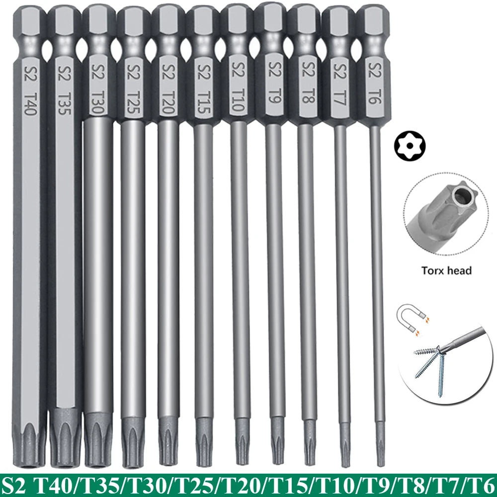 11 PCS Torx Security Bit Set S2 Steel Magnetic Security Scre