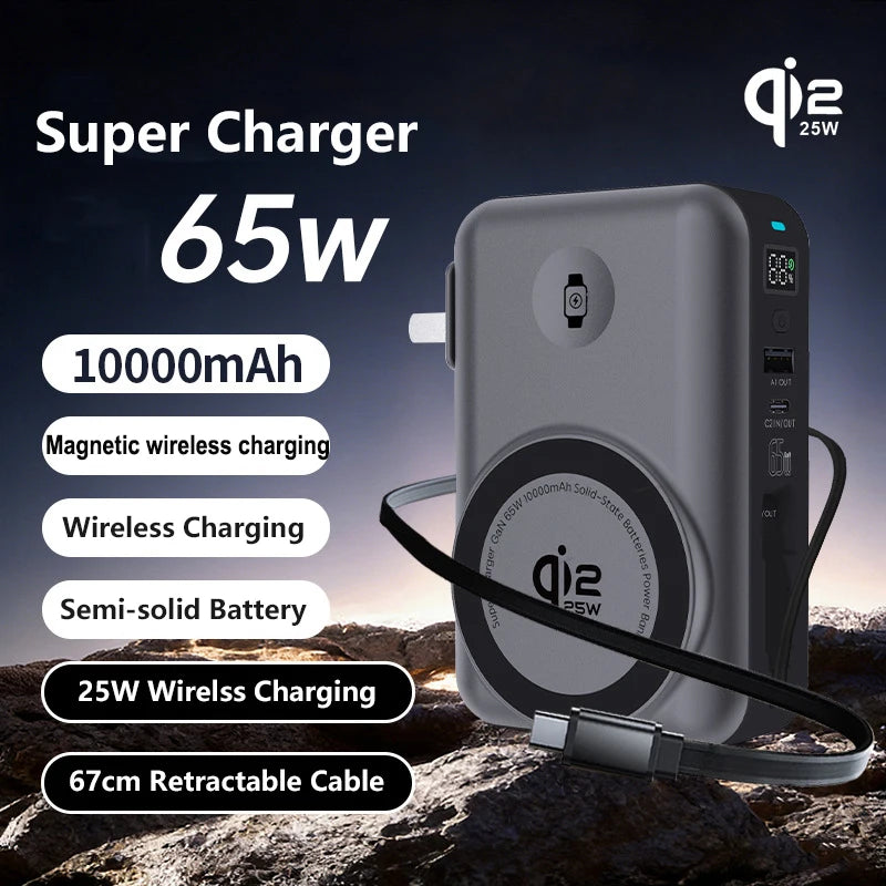 Solid-state Battery Qi2.2 25W Magnetic Wireless Power Bank P