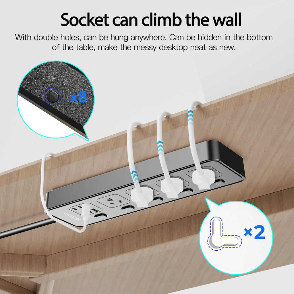 Australian Plug Multi-Functional Power Board 4 Power Sockets