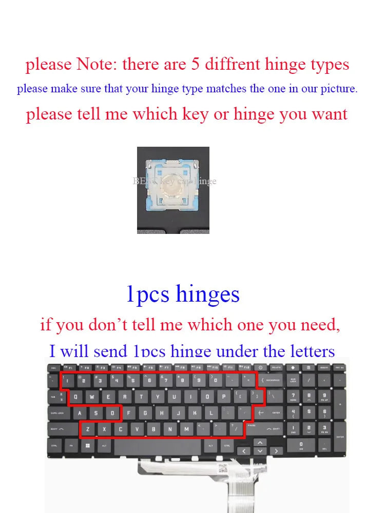 Replacement KeyCap Hinge For HP Victus 15-FA 15-fa0031dx 15-FA0010NR TPN-Q278 15-FB0028NR 15-FB1013DX Laptop Keyboard
