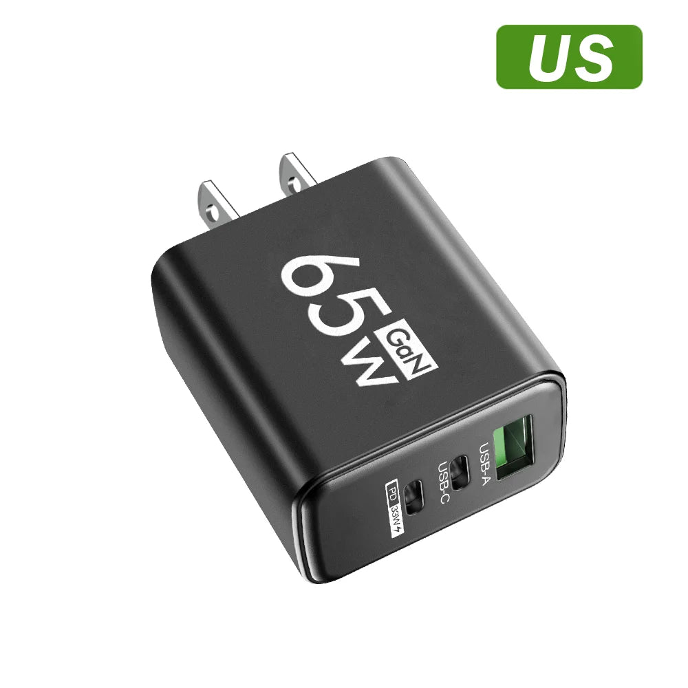 65W USB Type C Charger PD Fast Charging Mobile Phone Quick Charge Charger For iPhone Xiaomi Samsung Huawei Travel Power Adapter