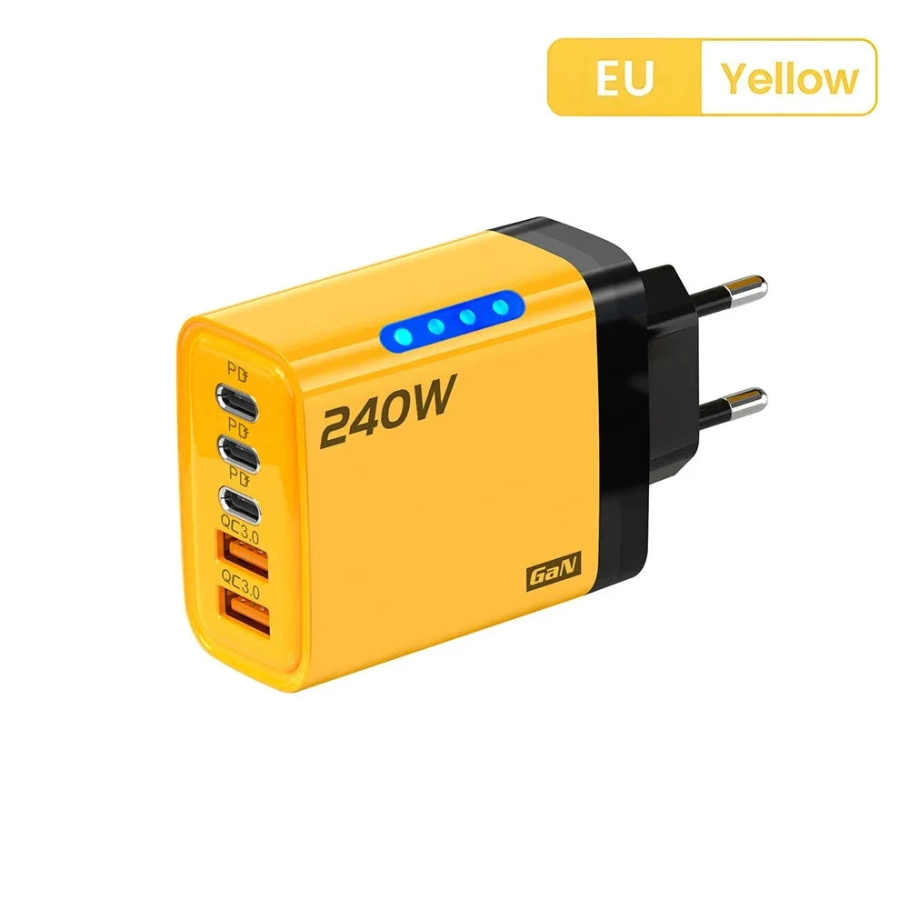 5 Ports USB PD Charger Type C Quick Charge Fast Charging Wall Adapter LED Display For iPhone 16 Samsung Xiaomi Huawei EU US UK