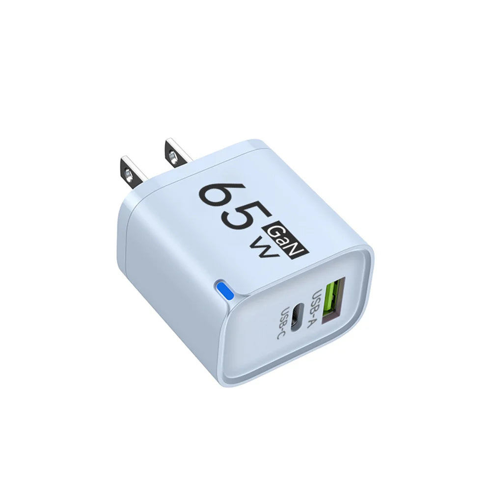 65W GaN USB Charger Type C Fast Charging Mobile Phone Charger Adapter For iPhone 16 15 Samsung Huawei EU/US/UK Plug Wall Charger