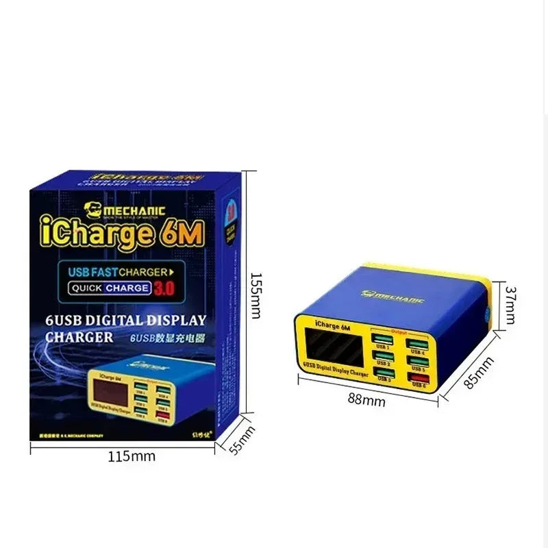 MECHANIC iCharge 6M QC 3.0 USB Smart Charge Support Fast-cha