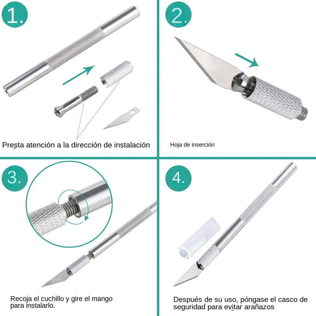 Non-Slip Metal Scalpel Knife Tools Kit Paper Cutter Engravin