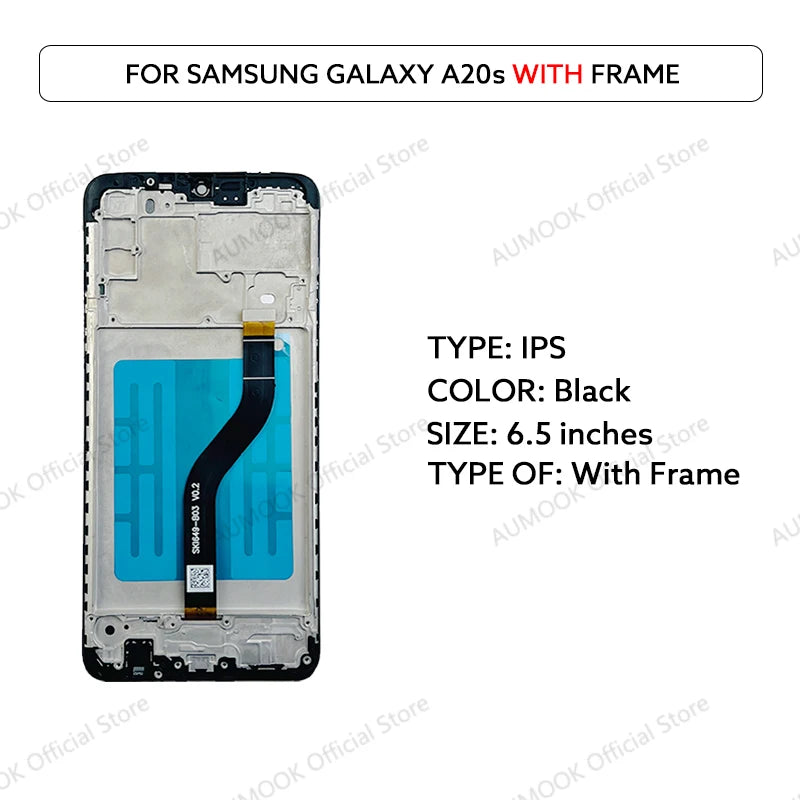 6.5 LCD Display For Samsung Galaxy A20s A207F A207M A2070 Touch Screen Digitizer Assembly Panel With Frame Screen Display Parts