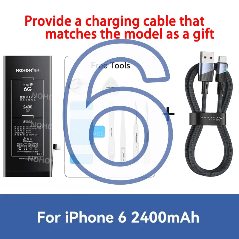 NOHON phone Battery For Apple iPhone 6 7 8 X XR XS 11 12 13 Mini Max Pro Promax High Capacity Replacement Bateria Warranty