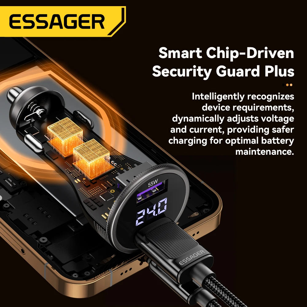 Essager 73W USB C Car Charger Quick Charge 4.0 PD3.0 Fast Ch