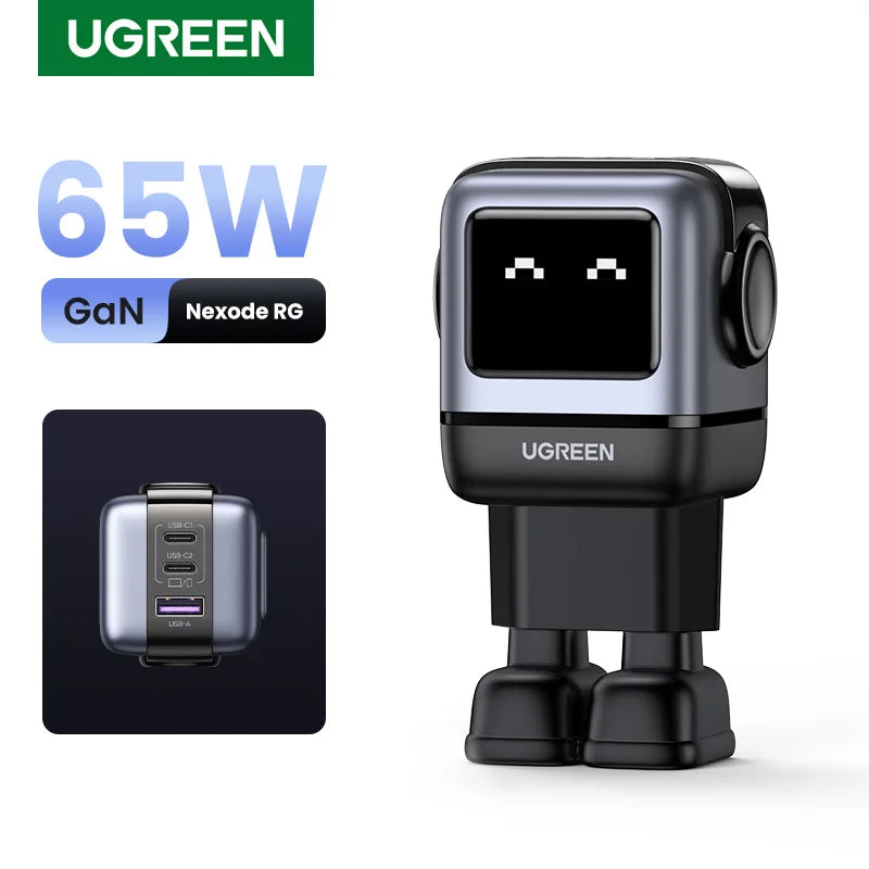 UGREEN 65W GaN Charger Uno Robot Design PD Fast Charger PPS 