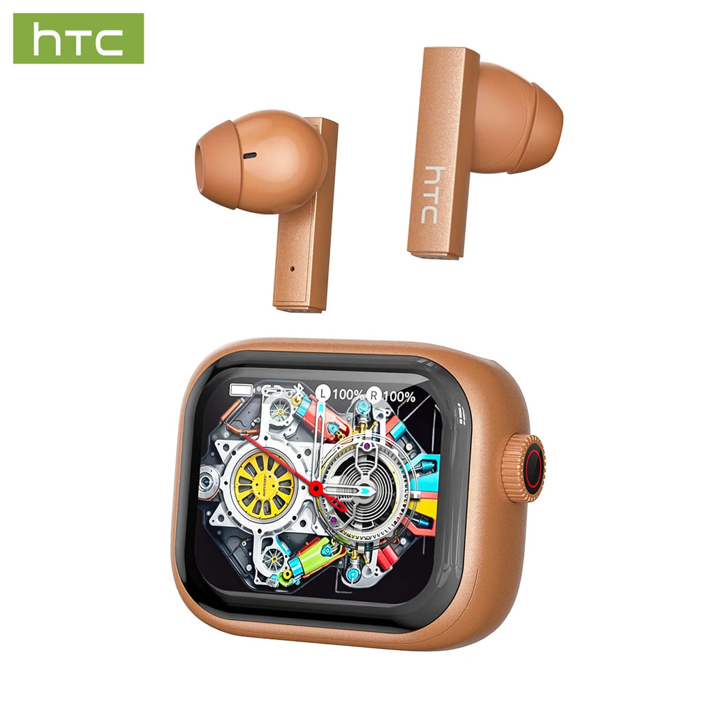 Headphones Bluetooth 5.2 TWS HTC Wireless Earphones Sports Earbuds With Microphone Full HD LCD Display Control Music Headset