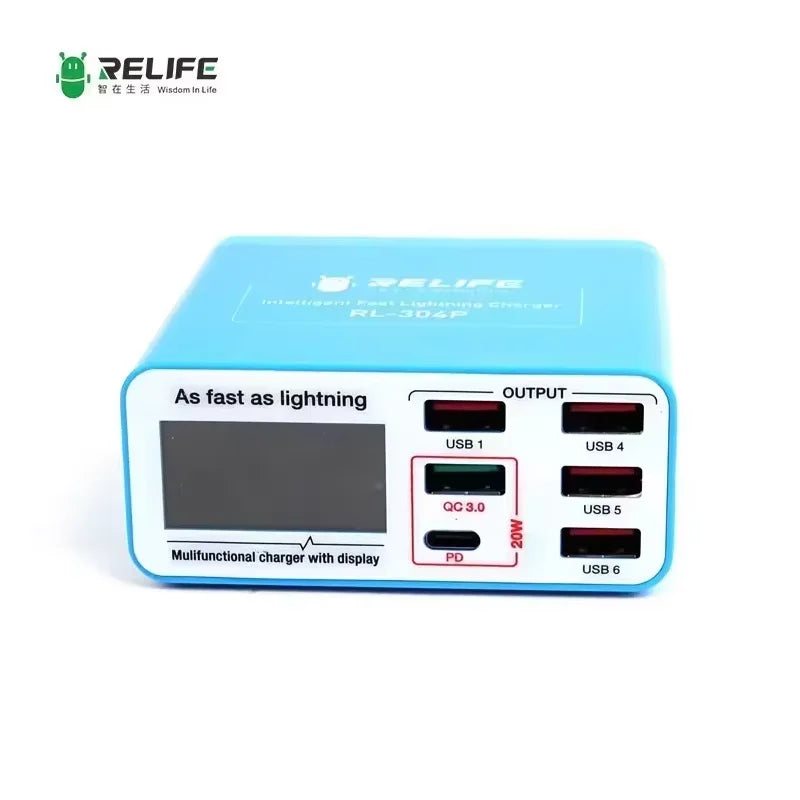 RELIFE RL-309AW Dual QC3.0 USB Charger with LCD Display 8 Ports For Mobile Phones Tablets Laptops Smart Fast Charging Tools