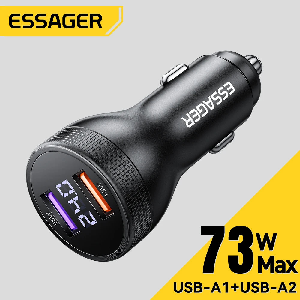 Essager 73W USB C Car Charger Quick Charge 4.0 PD3.0 Fast Ch