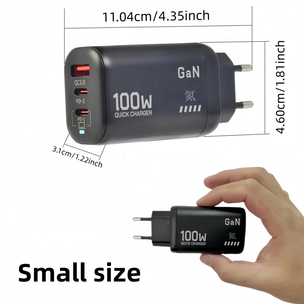 100W GaN PD Type C Charger USB QC 3.0 For Laptop Ipad PPS Fa