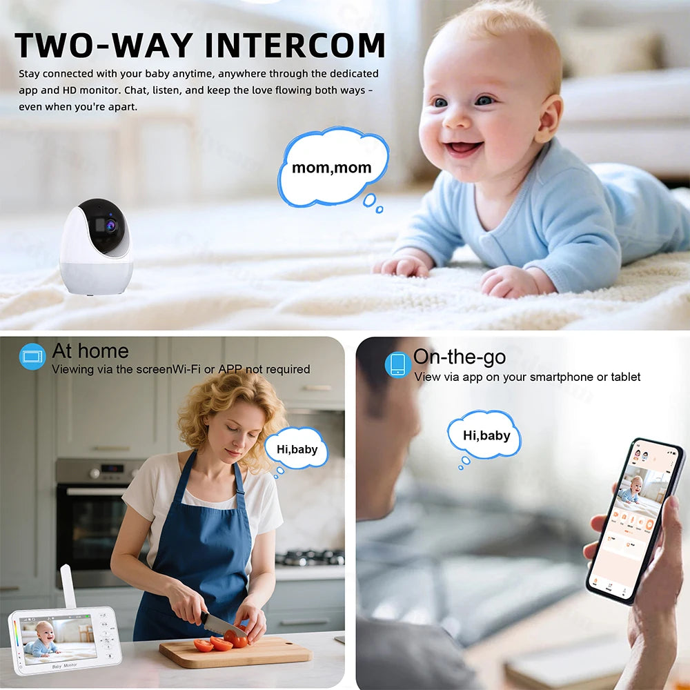 1080P HD WiFi Baby Monitor Phone APP Remote View 4.3 Nanny N
