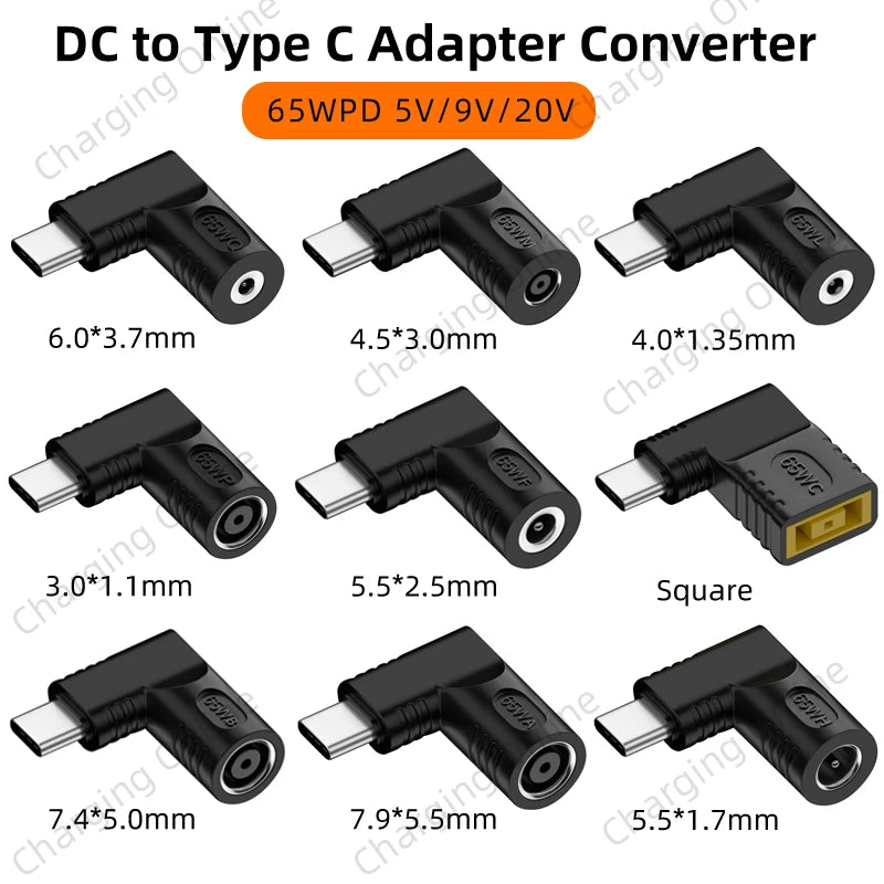DC to Type C PD Power Jack Connector Universal Laptop Charge