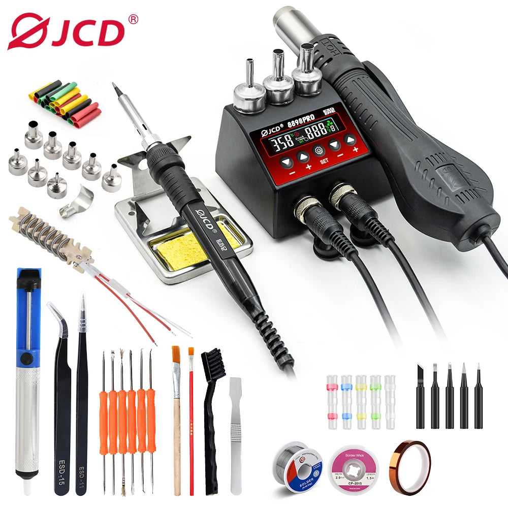 JCD 8898Pro 2 in 1 Soldering Station LCD Digital Display Welding Rework Station Wall-mounted Phone BGA SMD PCB IC Repair Tools