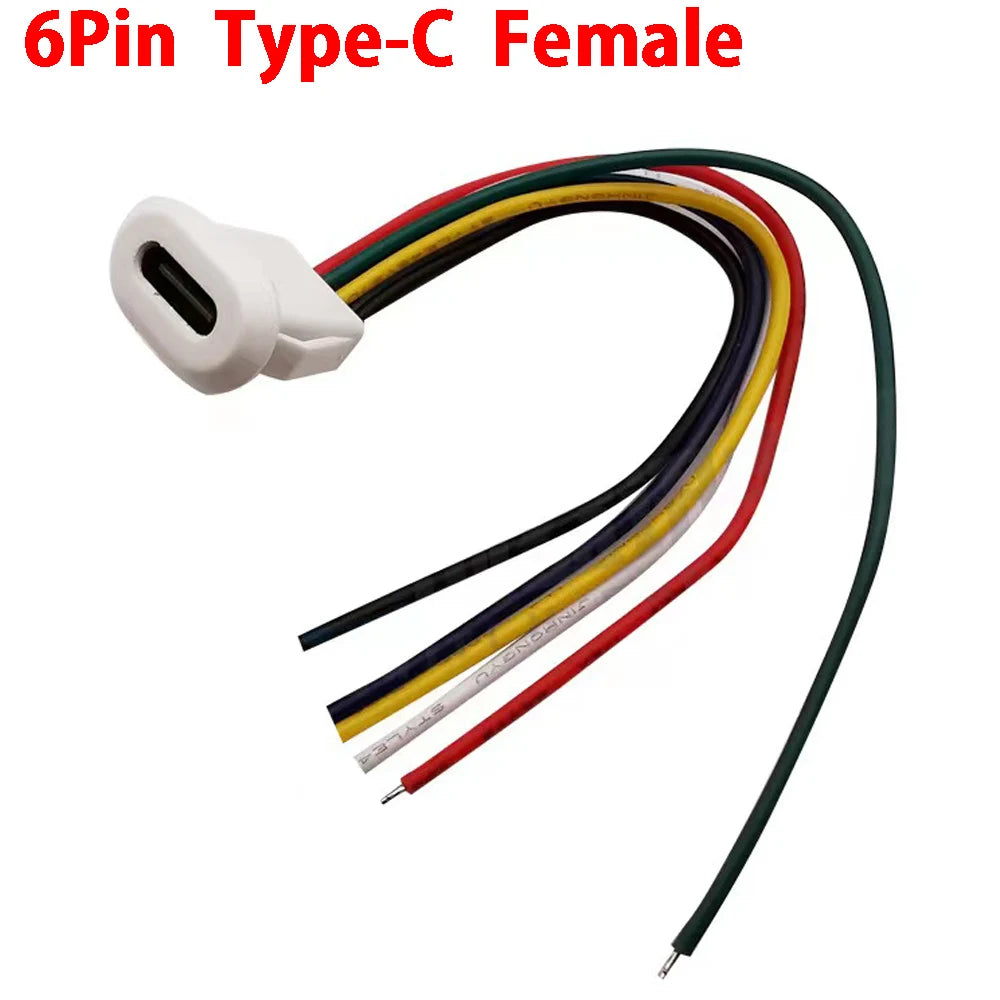 1pcs 6pin USB Type C Connector Type-C With Card Buckle Female 5A High Current Fast Charging Jack Port USB-C Charger Plug Socket