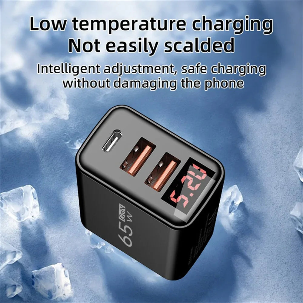 GaN 65W USB C Charger PD Fast Charging Phone Charger Power A
