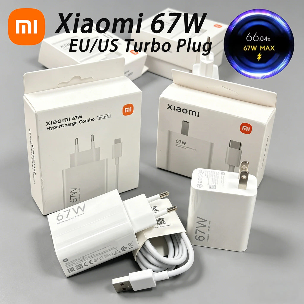 67W Xiaomi Turbo EU US Charger With 1M 6A Usb Type C Cable F