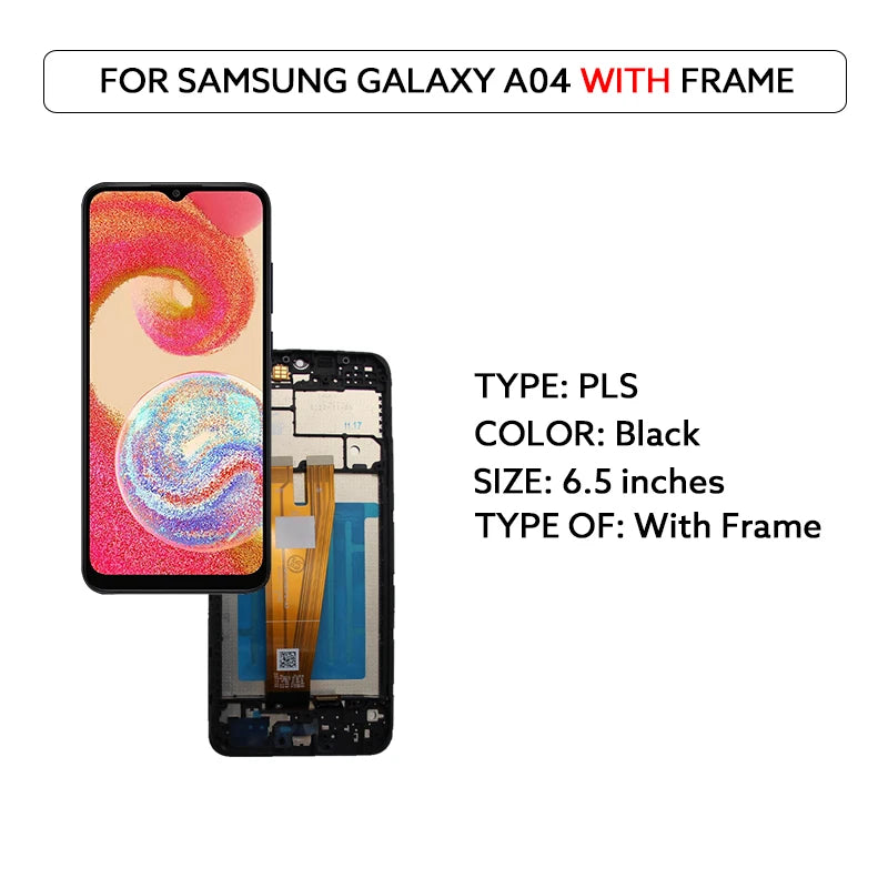 A04 For Samsung Galaxy A04 SM-A045F 6.5 inch PLS LCD Touch Digitizer Screen Assembly Replacement Spare Repair Display Parts New
