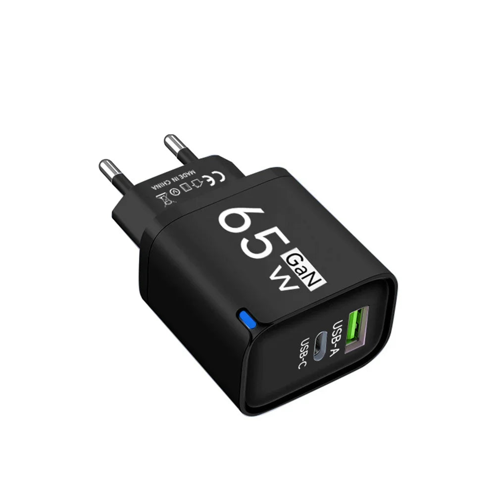 PD 65W USB C Fast Charger Quick Charge Wall Adapter For iPhone 16 17 Xiaomi Samsung Huawei OnePlus EU US UK Plug Travel Charger