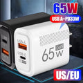65W GaN Fast Charging USB Type C Charger US EU Plug PD 3.0 Q
