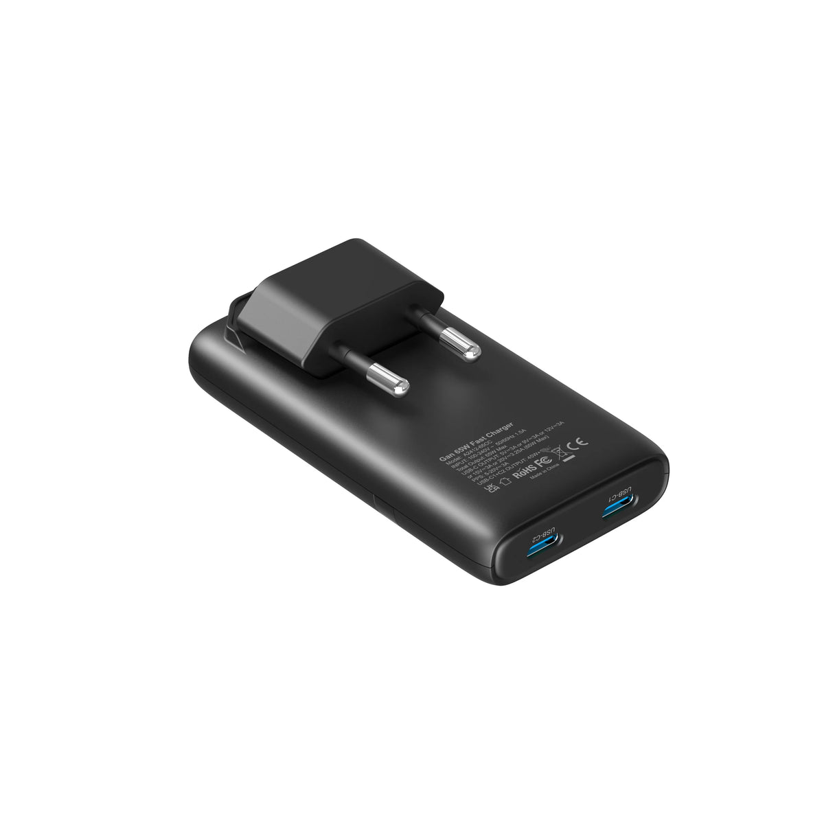 New Ultra-Slim Foldable Wall Charger (65W GaN) Supports USB-C Fast Charging Ideal for Charging Smartphones and 5V/2.4A Devices