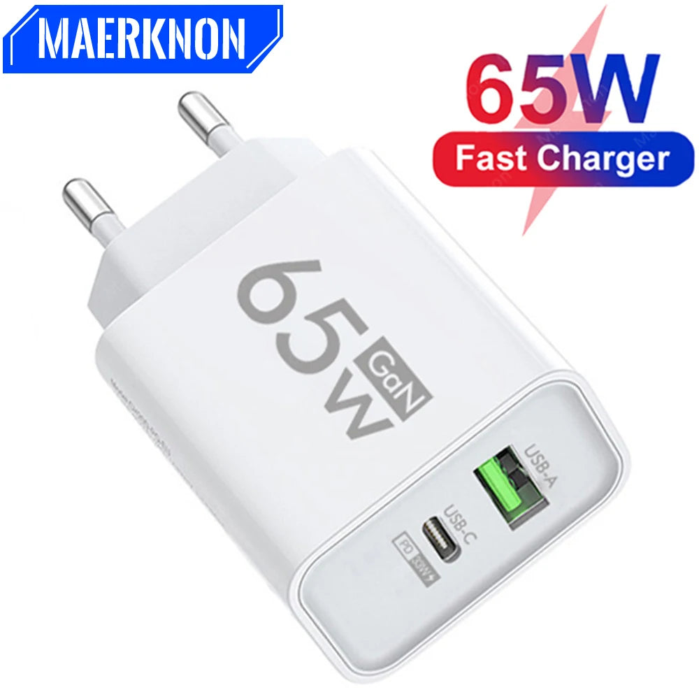 USB C Charger 65W GaN Type C Fast Charging Phone Charger Ada