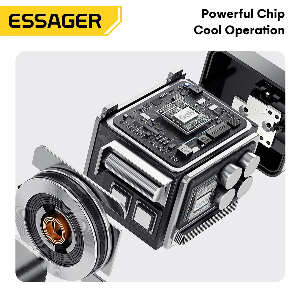 Essager 65W GaN Charger with Retractable Cable PD Fast Charg