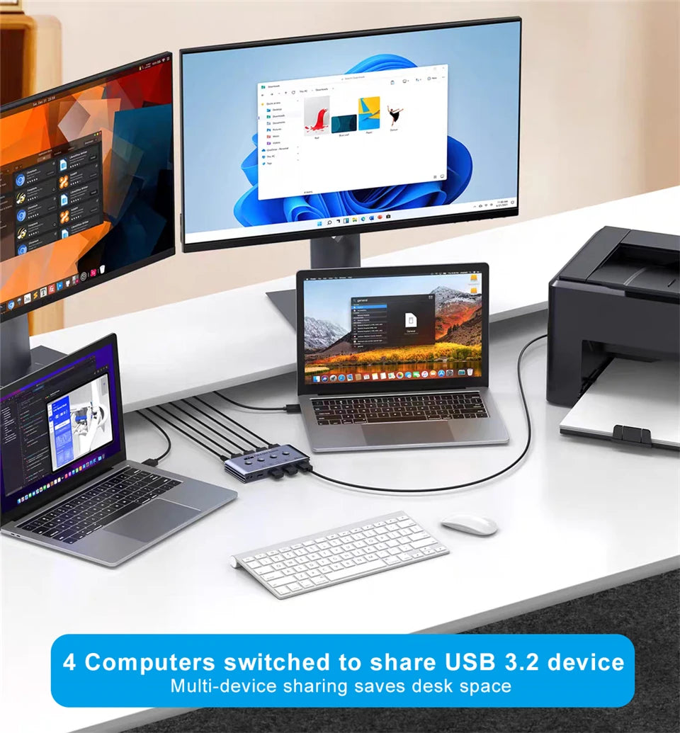 Navceker KVM USB C Switch with Controller 4 Computers Share 